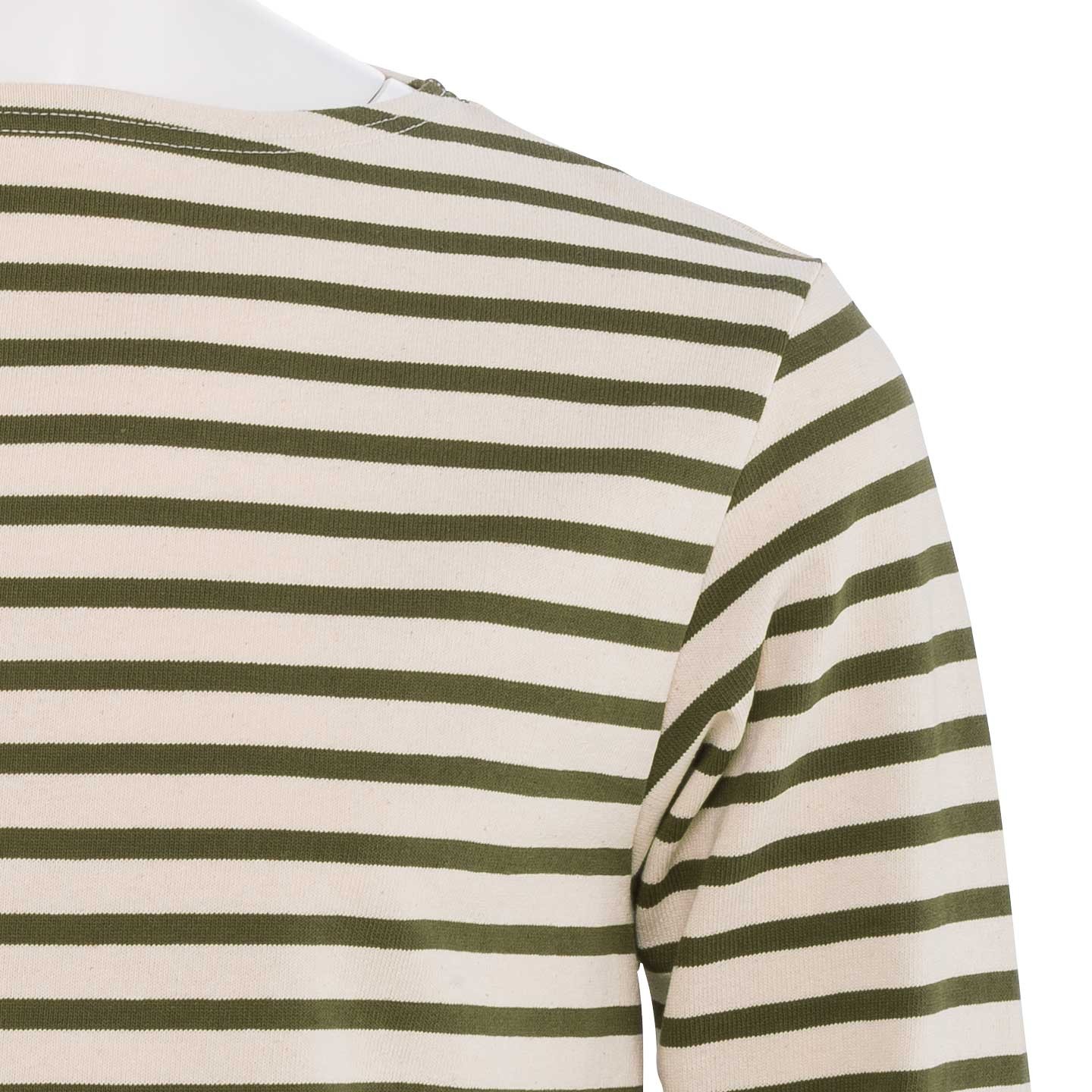 Striped shirt Ecru / Loden, unisex made in France Orcival Striped shirt Ecru / Loden, unisex made in France Orcival