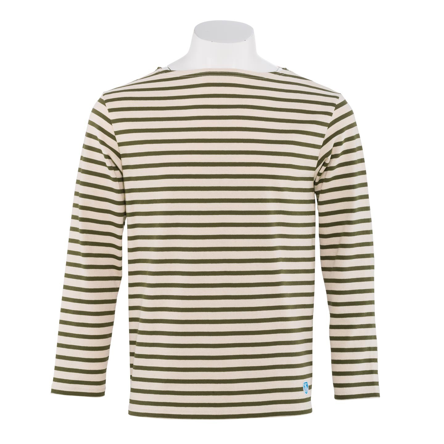Striped shirt Ecru / Loden, unisex made in France Orcival Striped shirt Ecru / Loden, unisex made in France Orcival
