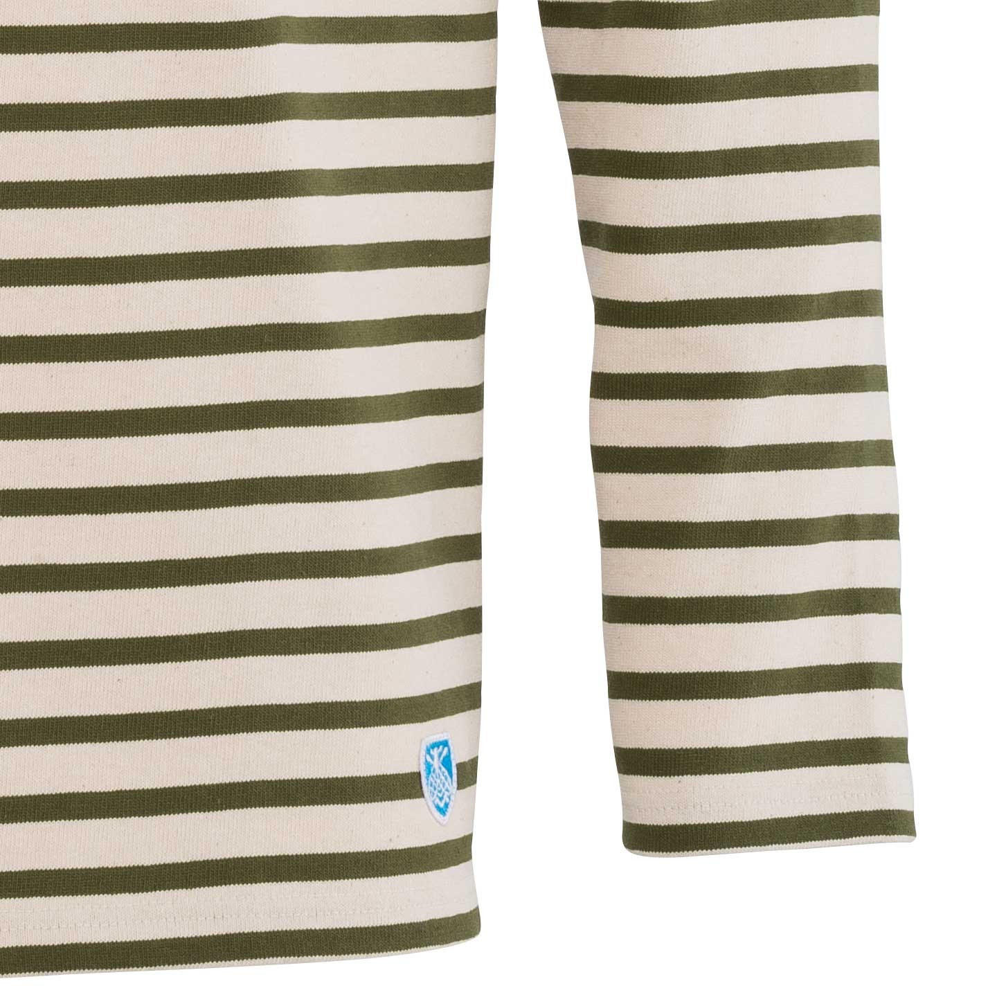 Striped shirt Ecru / Loden, unisex made in France Orcival Striped shirt Ecru / Loden, unisex made in France Orcival