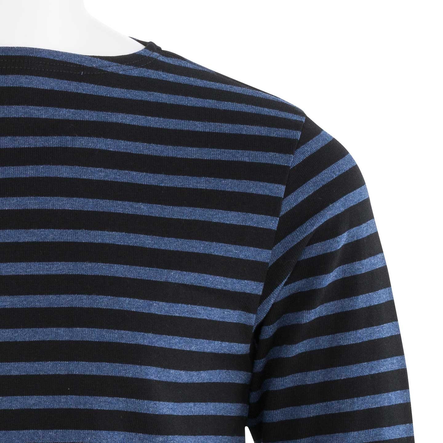 Striped shirt Black / Mixed Indigo, unisex made in France Orcival