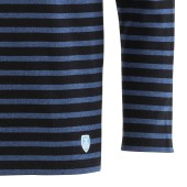 Striped shirt Black / Mixed Indigo, unisex made in France Orcival