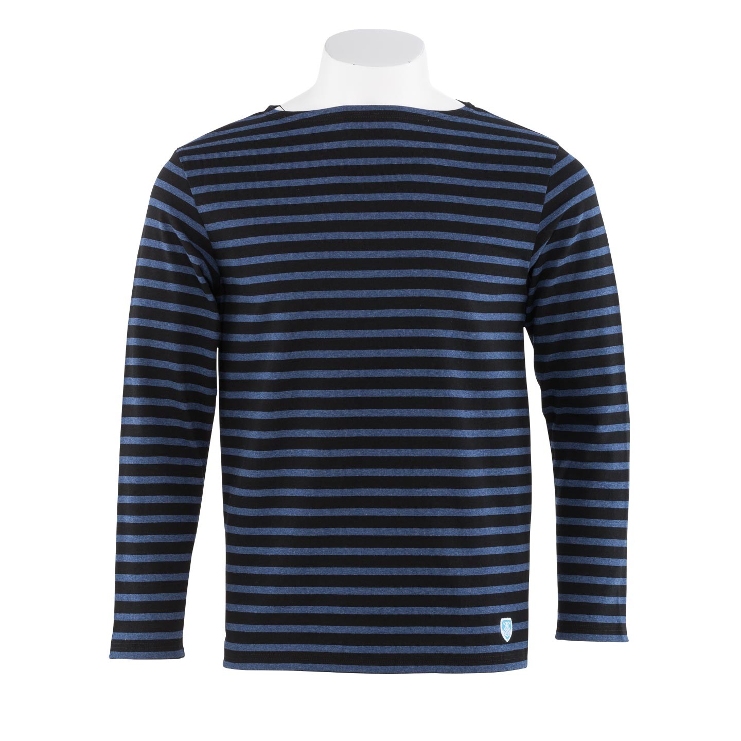 Striped shirt Black / Mixed Indigo, unisex made in France Orcival