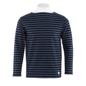 Marinière Noir / Indigo Mélangé, mixte fabriqué en France Orcival