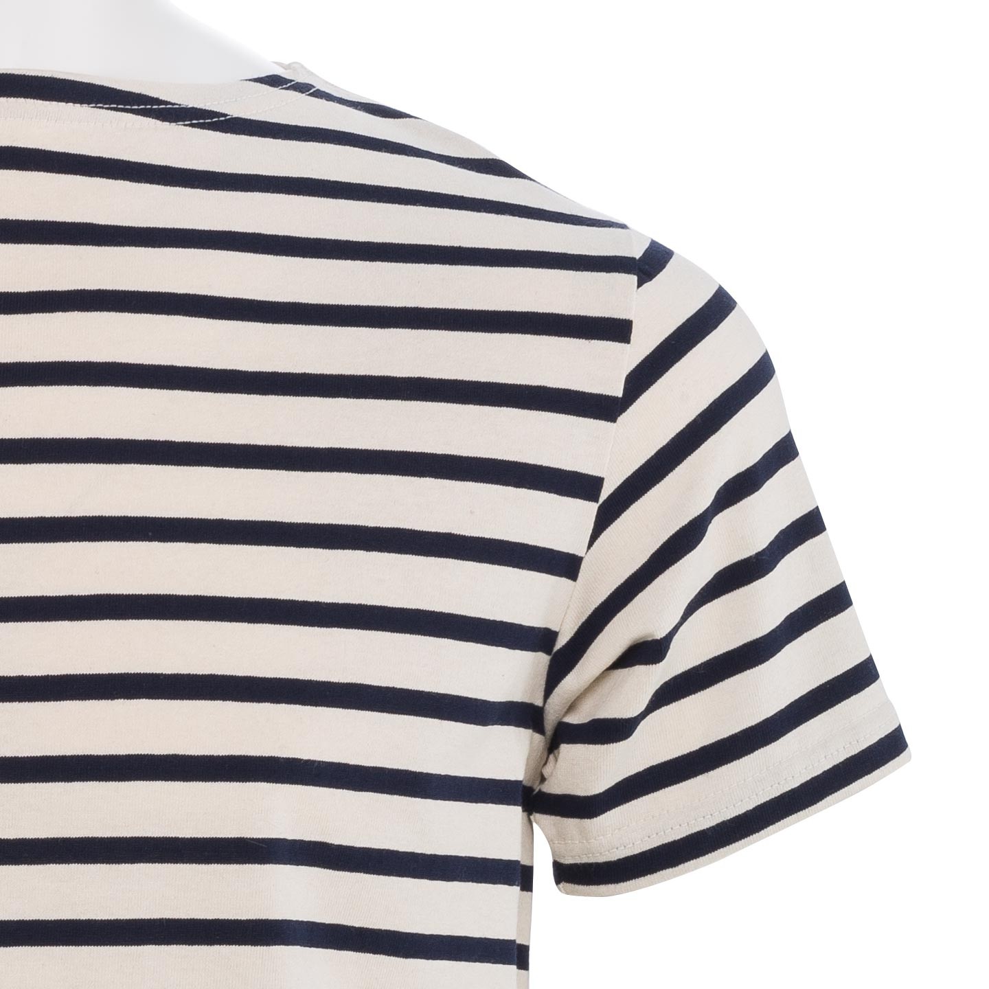 Striped shirt Ecru / Navy short sleeves, unisex made in France Orcival Striped shirt Ecru / Navy short sleeves, unisex made in France Orcival