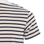 Striped shirt Ecru / Navy short sleeves, unisex made in France Orcival