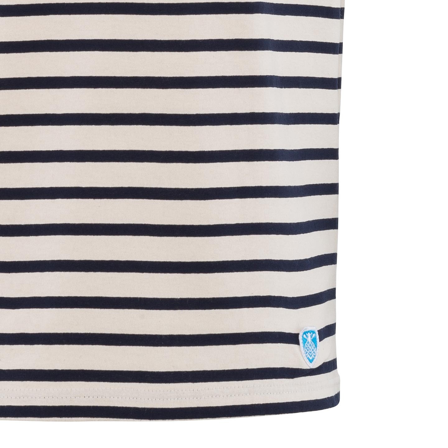 Striped shirt Ecru / Navy short sleeves, unisex made in France Orcival