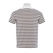 Striped shirt Ecru / Navy short sleeves, unisex made in France Orcival