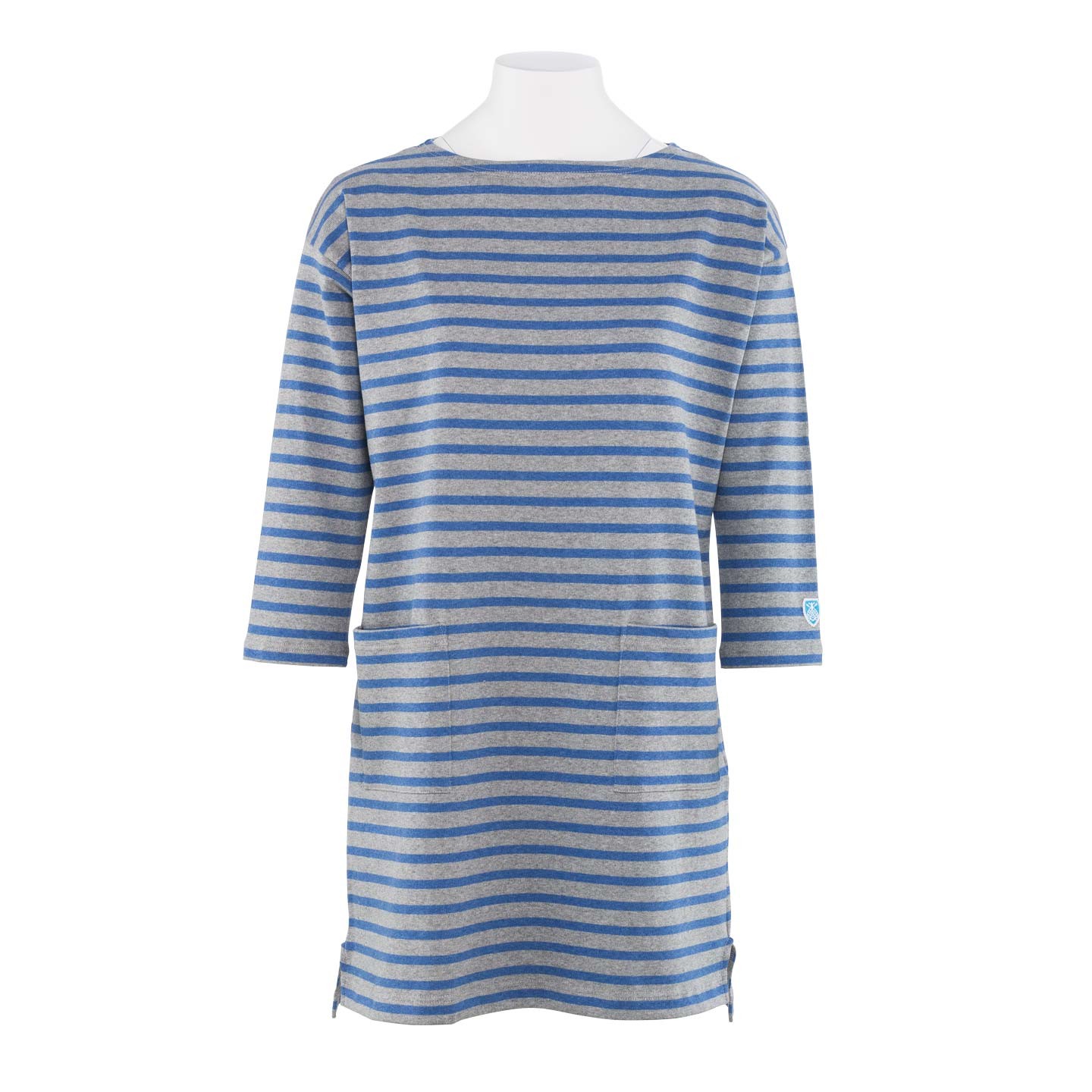 Robe Marinière Gris Bruyère / Bleu Q. made in France Orcival