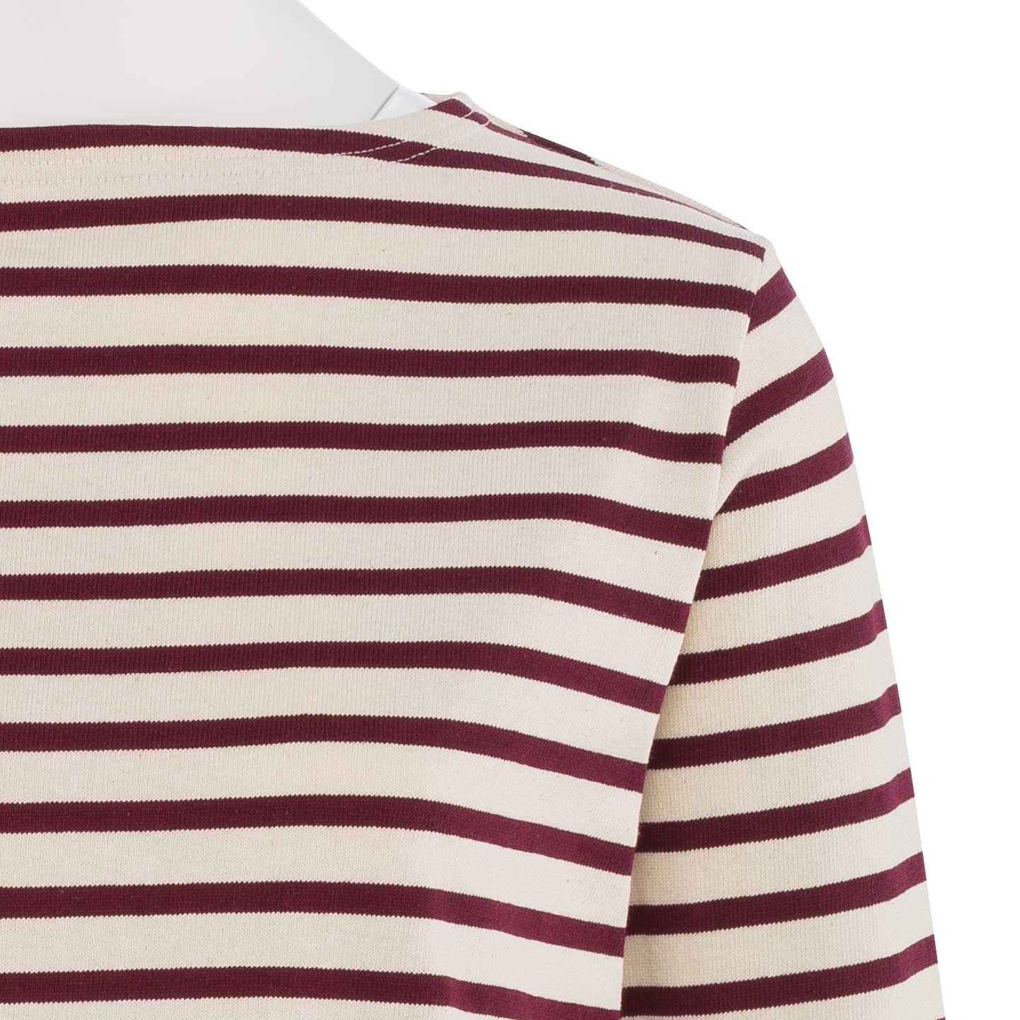 Striped shirt Ecru / Bordeaux, unisex made in France Orcival mariniere