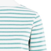 Striped shirt White / Jade, unisex made in France Orcival