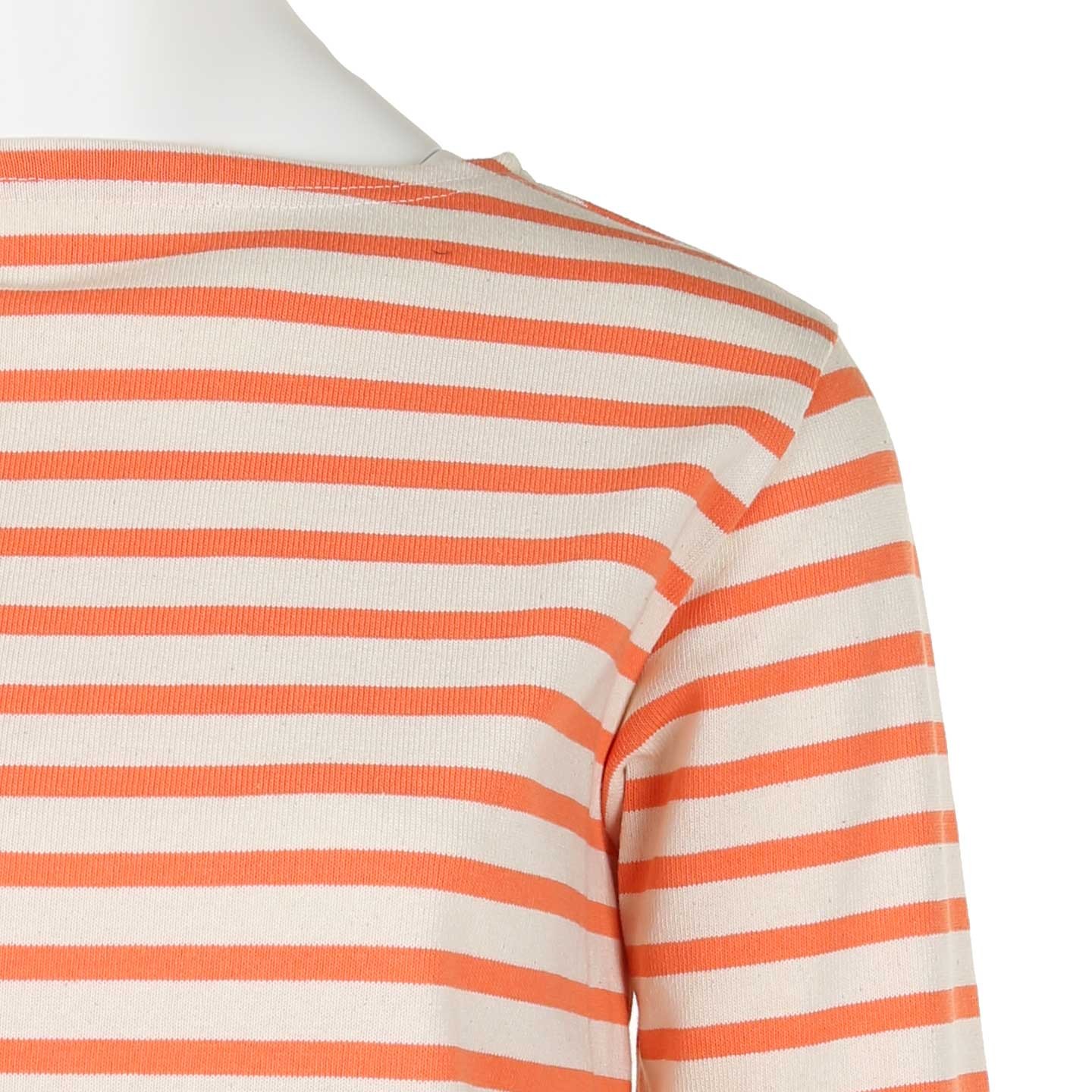 Striped shirt Ecru / Mandarine, unisex made in France Orcival mariniere