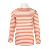 Striped shirt Ecru / Mandarine, unisex made in France Orcival mariniere