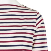 Striped shirt Ecru / Navy / Red, unisex made in France Orcival