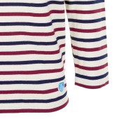 Striped shirt Ecru / Navy / Red, unisex made in France Orcival