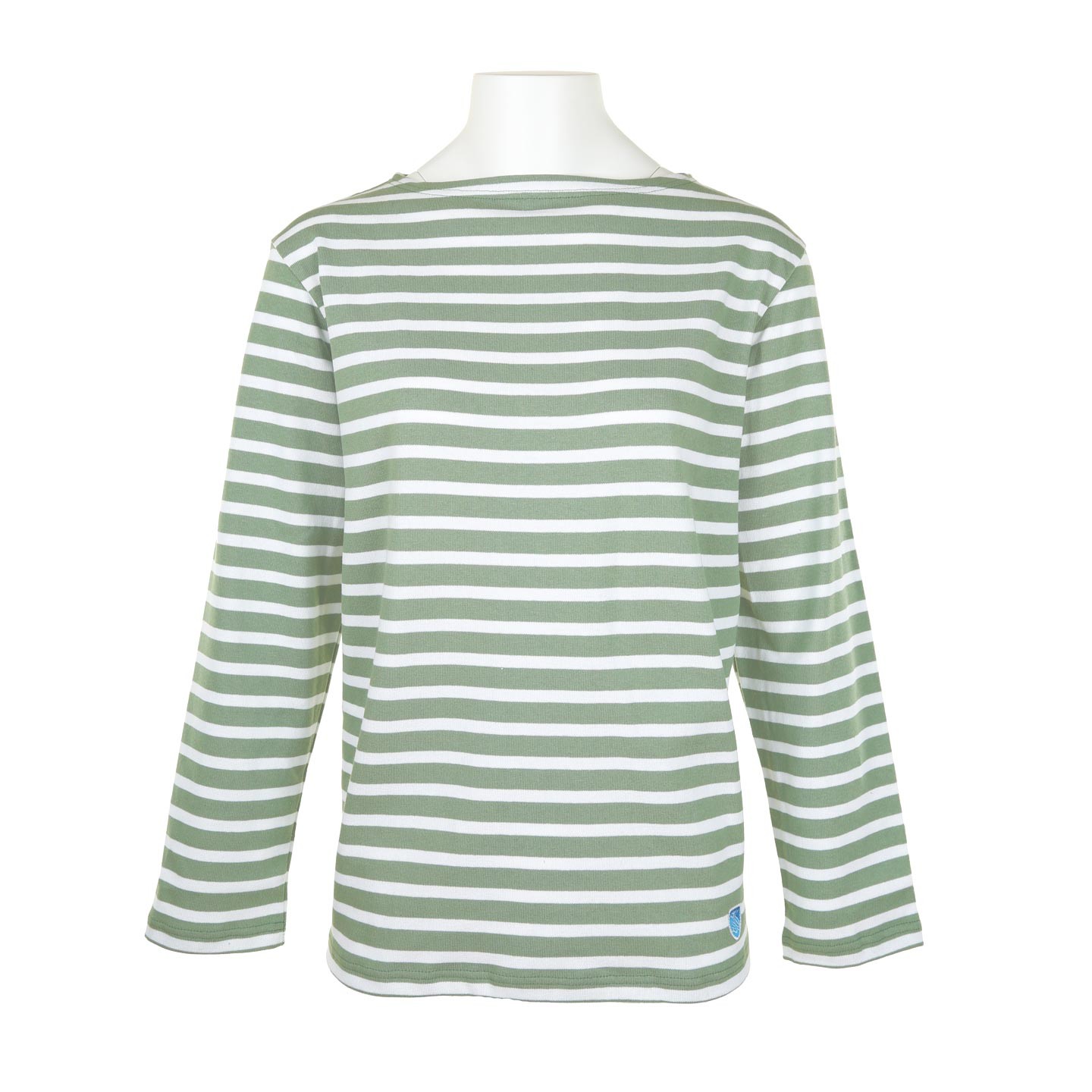 Striped shirt Spruce / White, unisex made in France Orcival