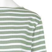 Striped shirt Spruce / White, unisex made in France Orcival