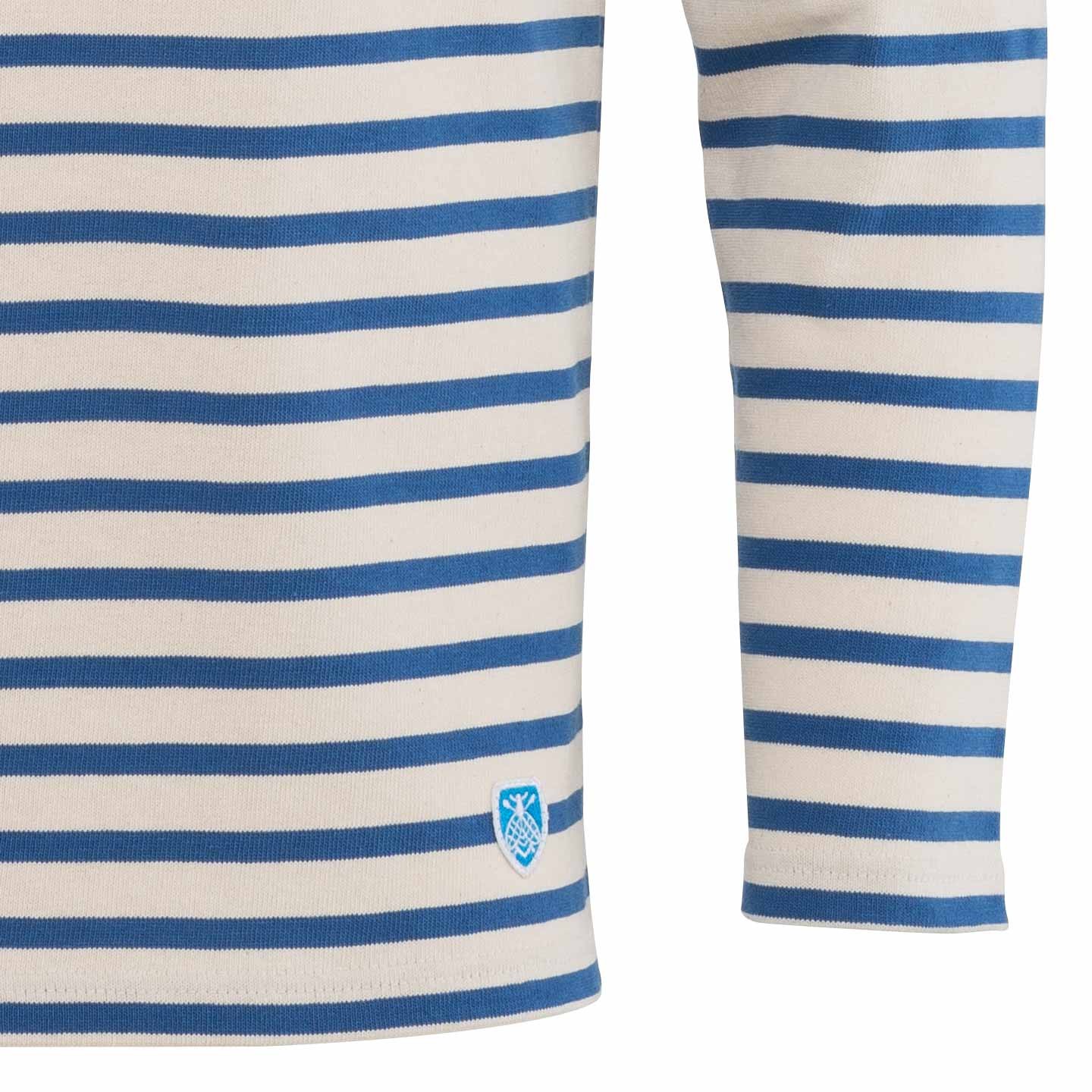Striped shirt Écru / Océan unisex 100% made in France Orcival