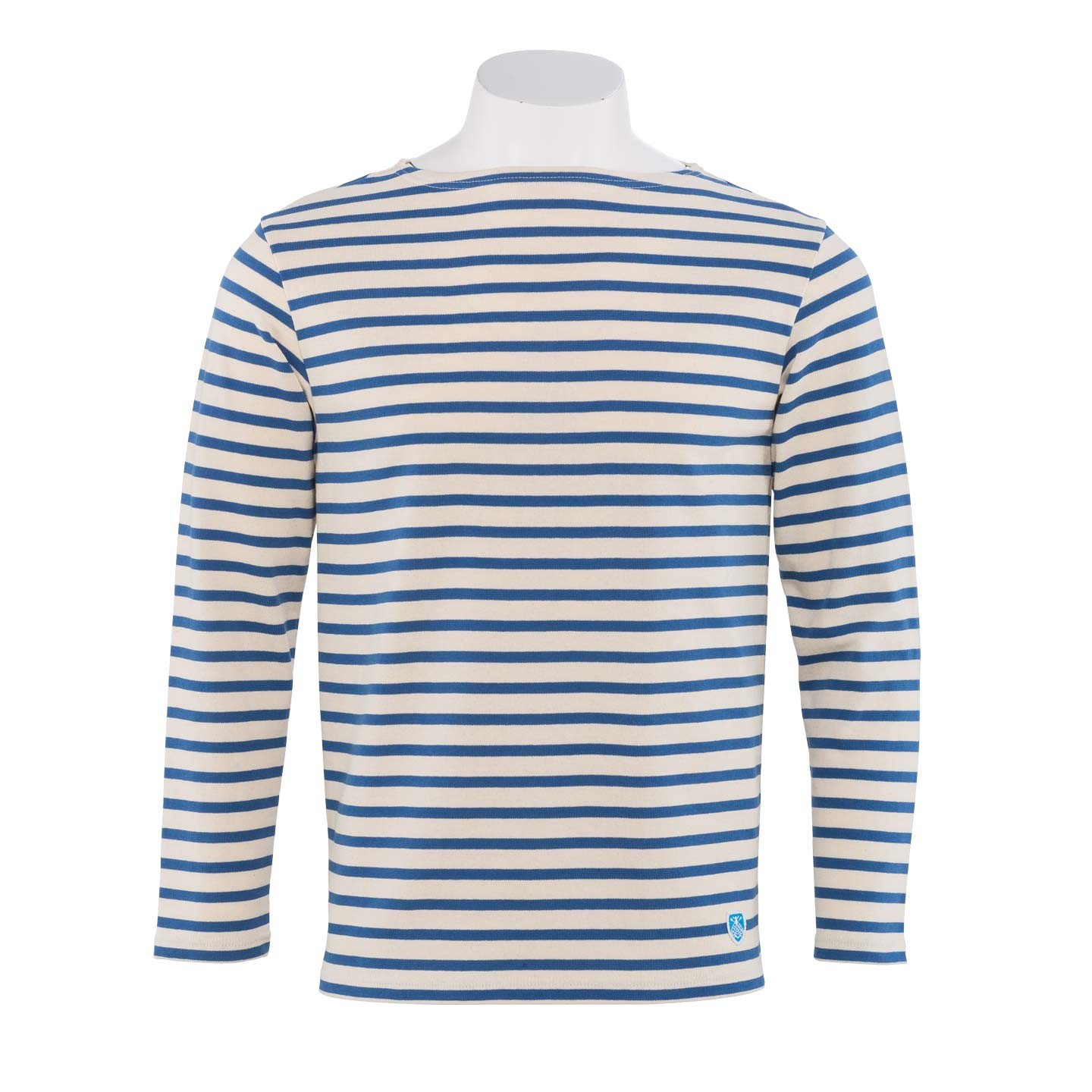 Striped shirt Écru / Océan unisex 100% made in France Orcival