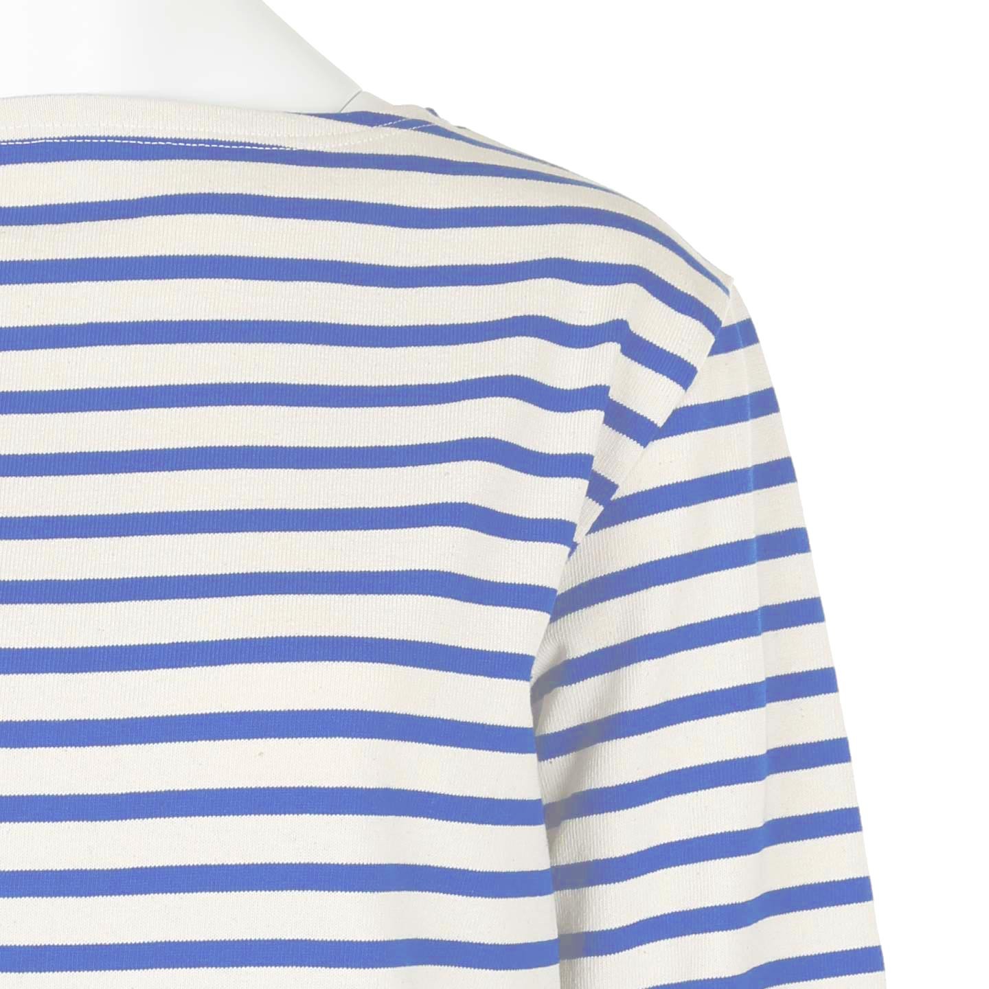 Striped shirt Ecru / Blue, unisex made in France Orcival