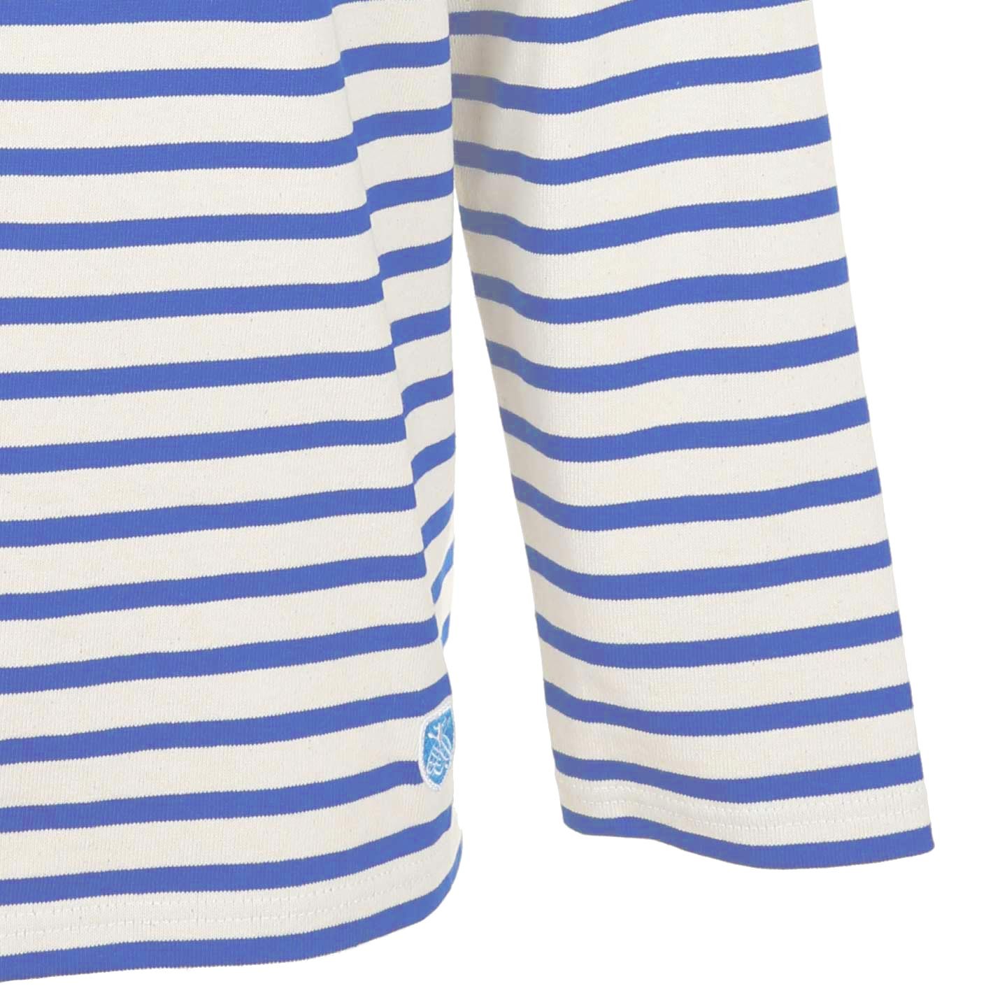 Striped shirt Ecru / Blue, unisex made in France Orcival