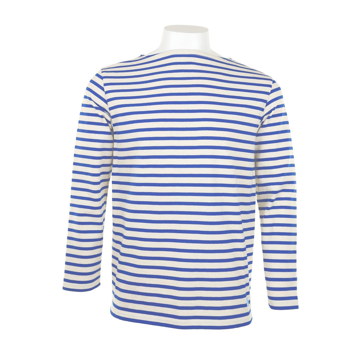 Striped shirt Ecru / Blue, unisex made in France Orcival