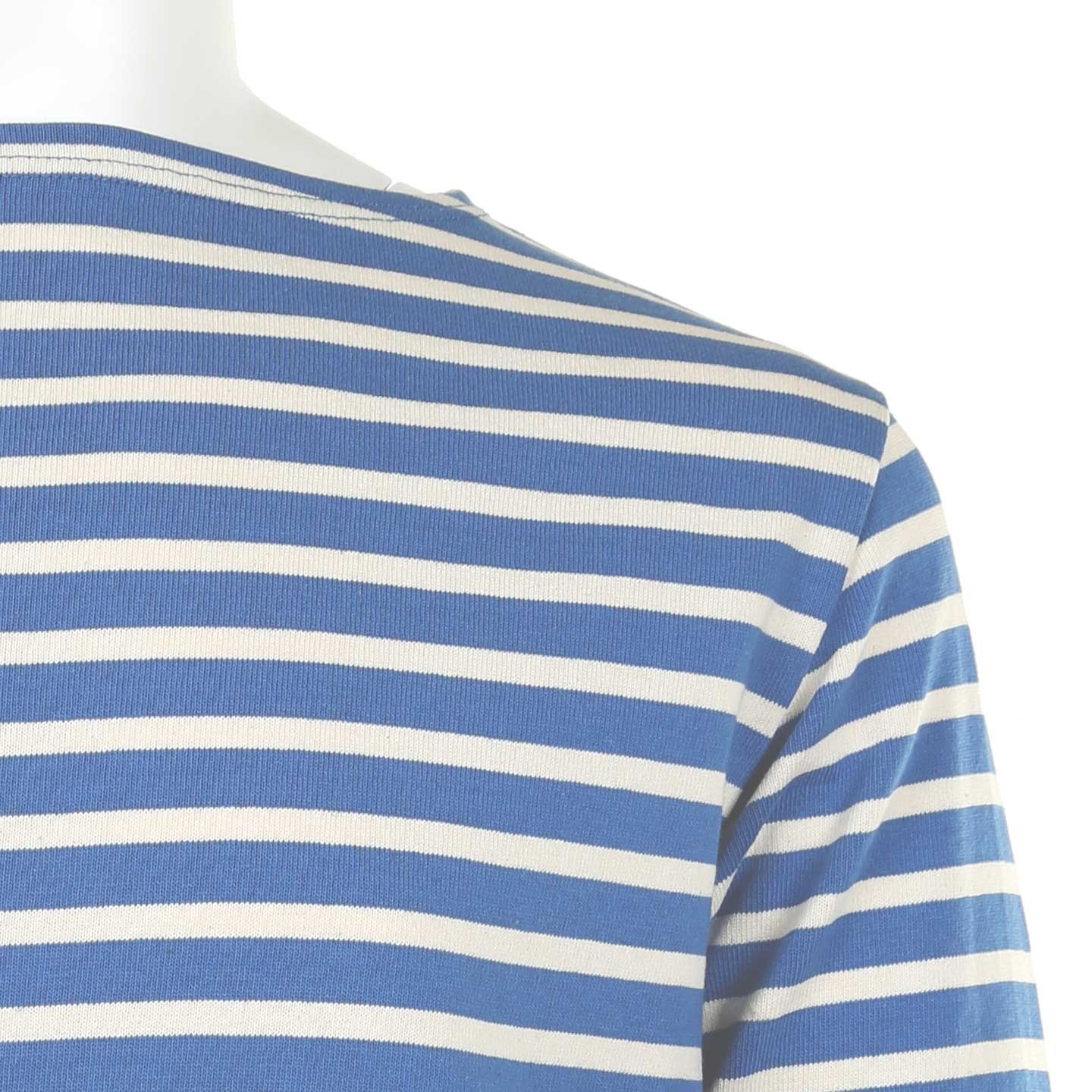 Striped shirt Ocean / Ecru, unisex made in France Orcival