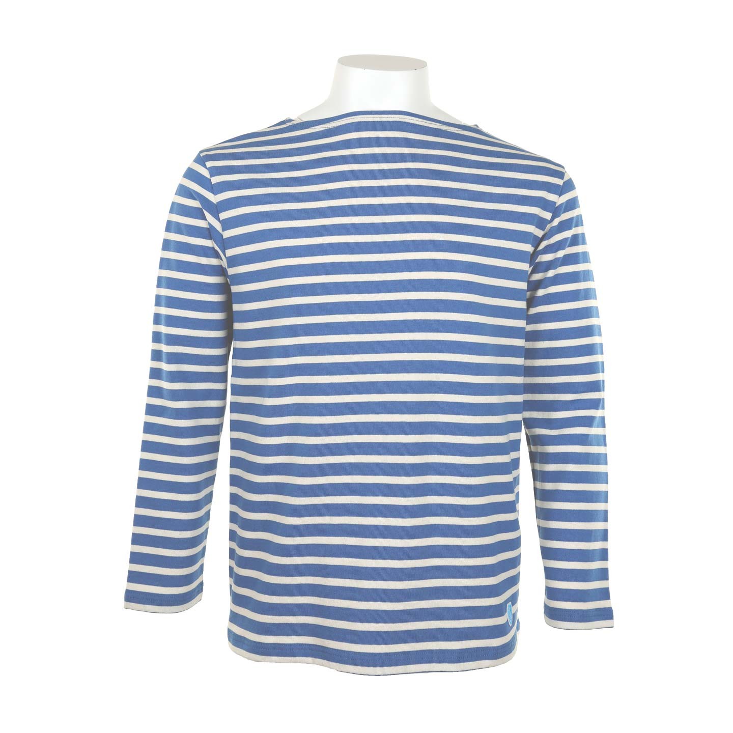 Striped shirt Ocean / Ecru, unisex made in France Orcival