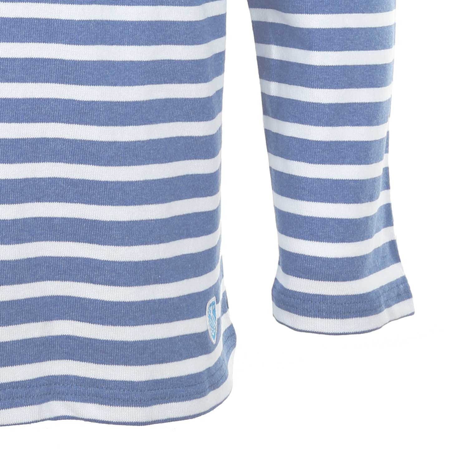Striped shirt Heather Blue / White, unisex made in France Orcival