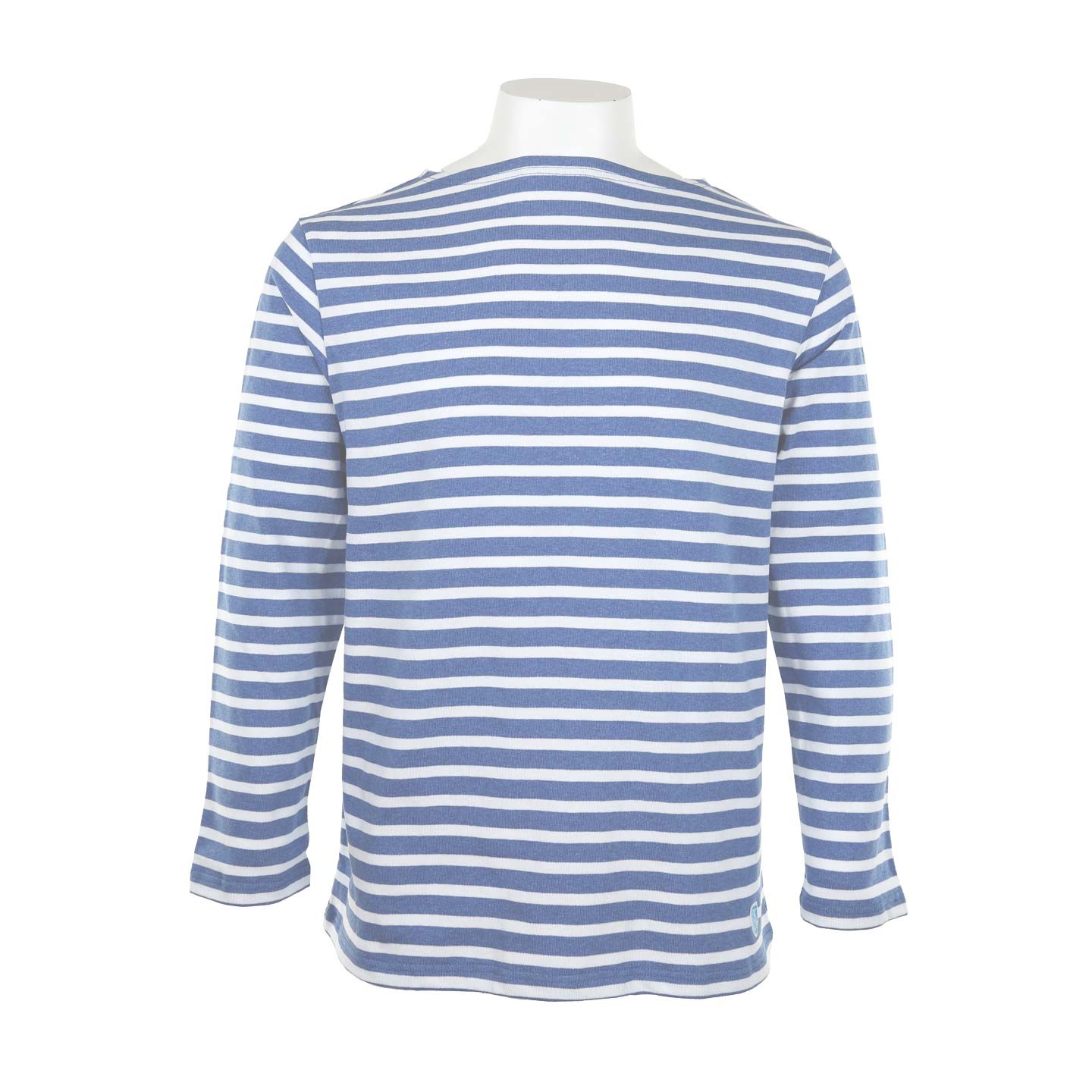 Striped shirt Heather Blue / White, unisex made in France Orcival