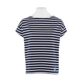 Short striped shirt Navy / White, unisex made in France Orcival