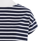 Short striped shirt Navy / White, unisex made in France Orcival