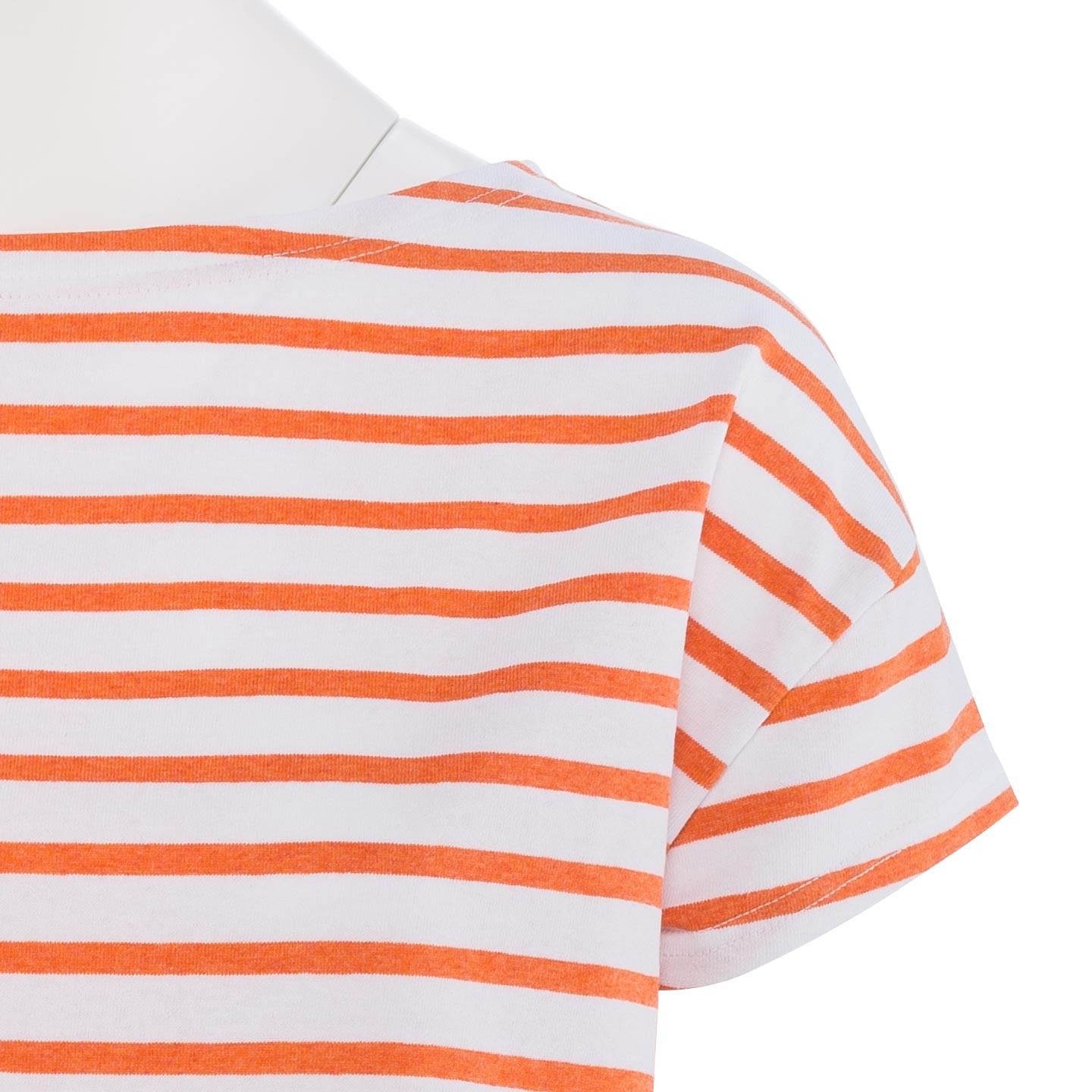 Short striped shirt White / Orange, unisex made in France Orcival