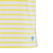 Short striped shirt White / Lemon, unisex made in France Orcival