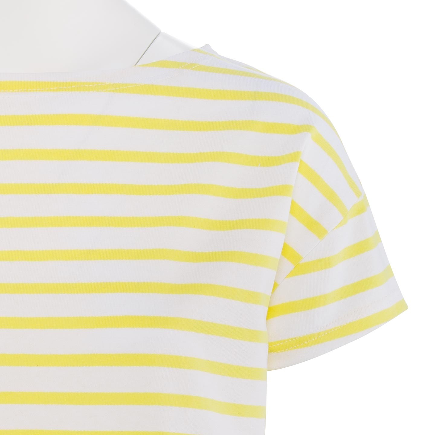 Short striped shirt White / Lemon, unisex made in France Orcival