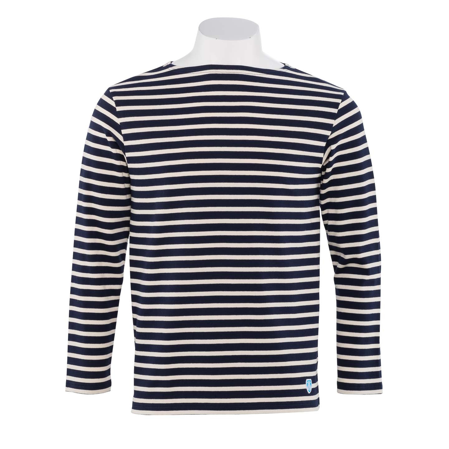 Striped shirt Navy / Écru, unisex made in France Orcival