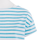 Short striped shirt White / Lazuli, unisex made in France Orcival