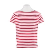 Short striped shirt White / Red, unisex made in France Orcival