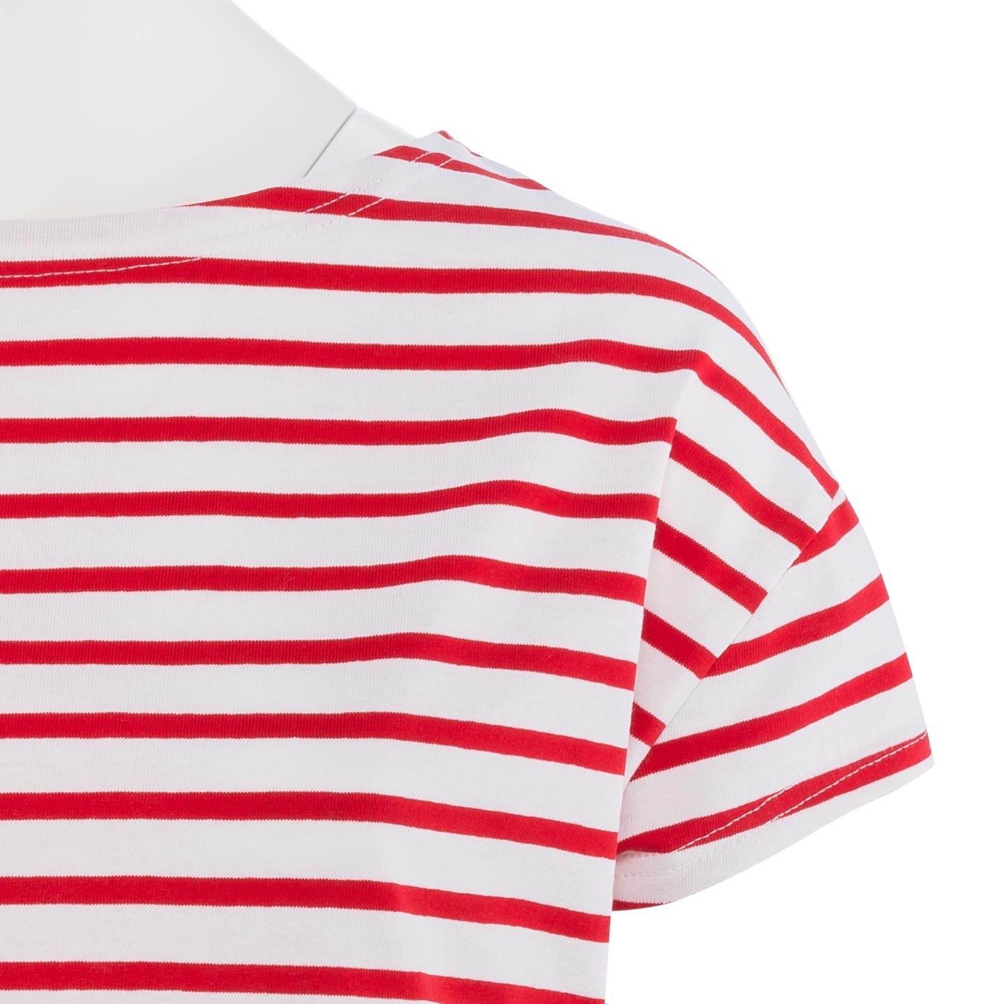 Short striped shirt White / Red, unisex made in France Orcival
