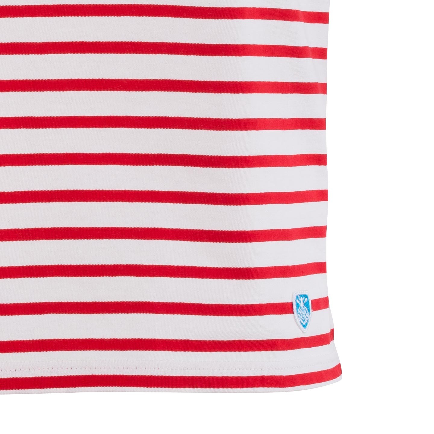 Short striped shirt White / Red, unisex made in France Orcival