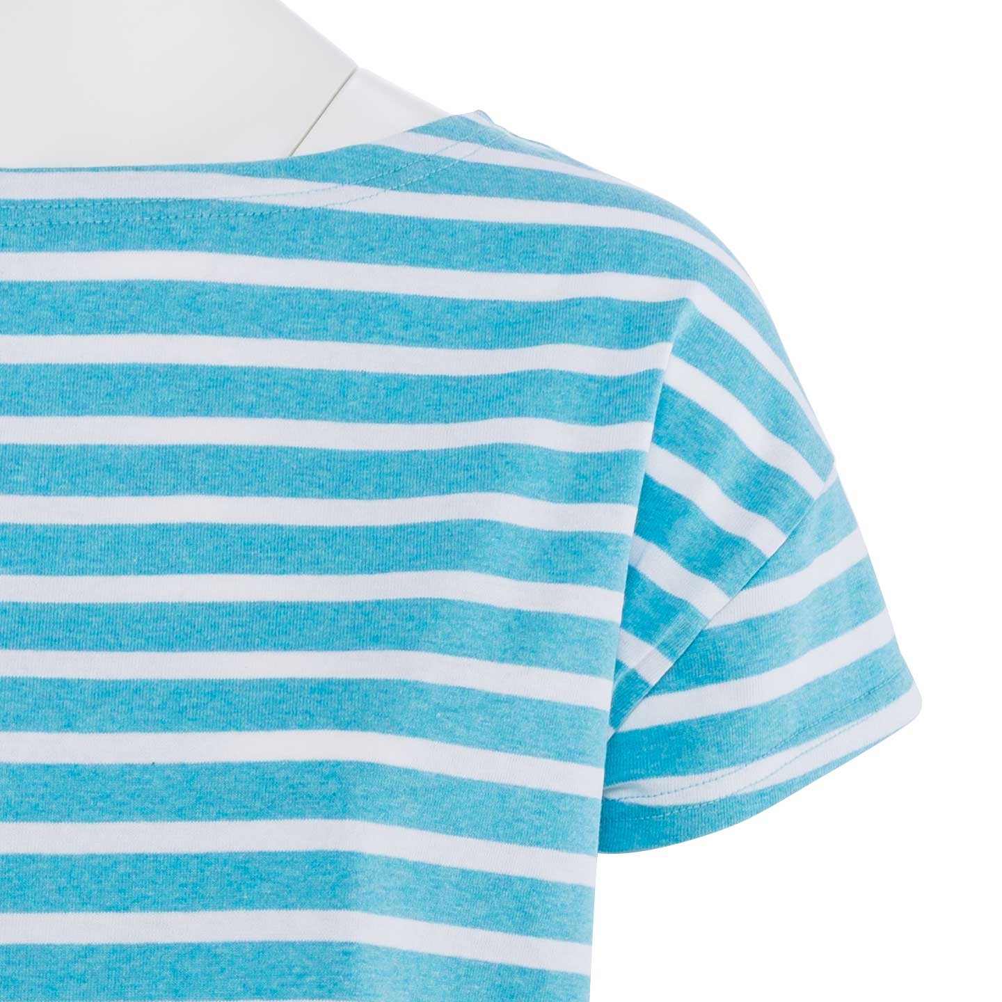 Short oversize striped shirt Lazuli / White, unisex made in France Orcival Short oversize striped shirt Lazuli / White, unisex made in France Orcival