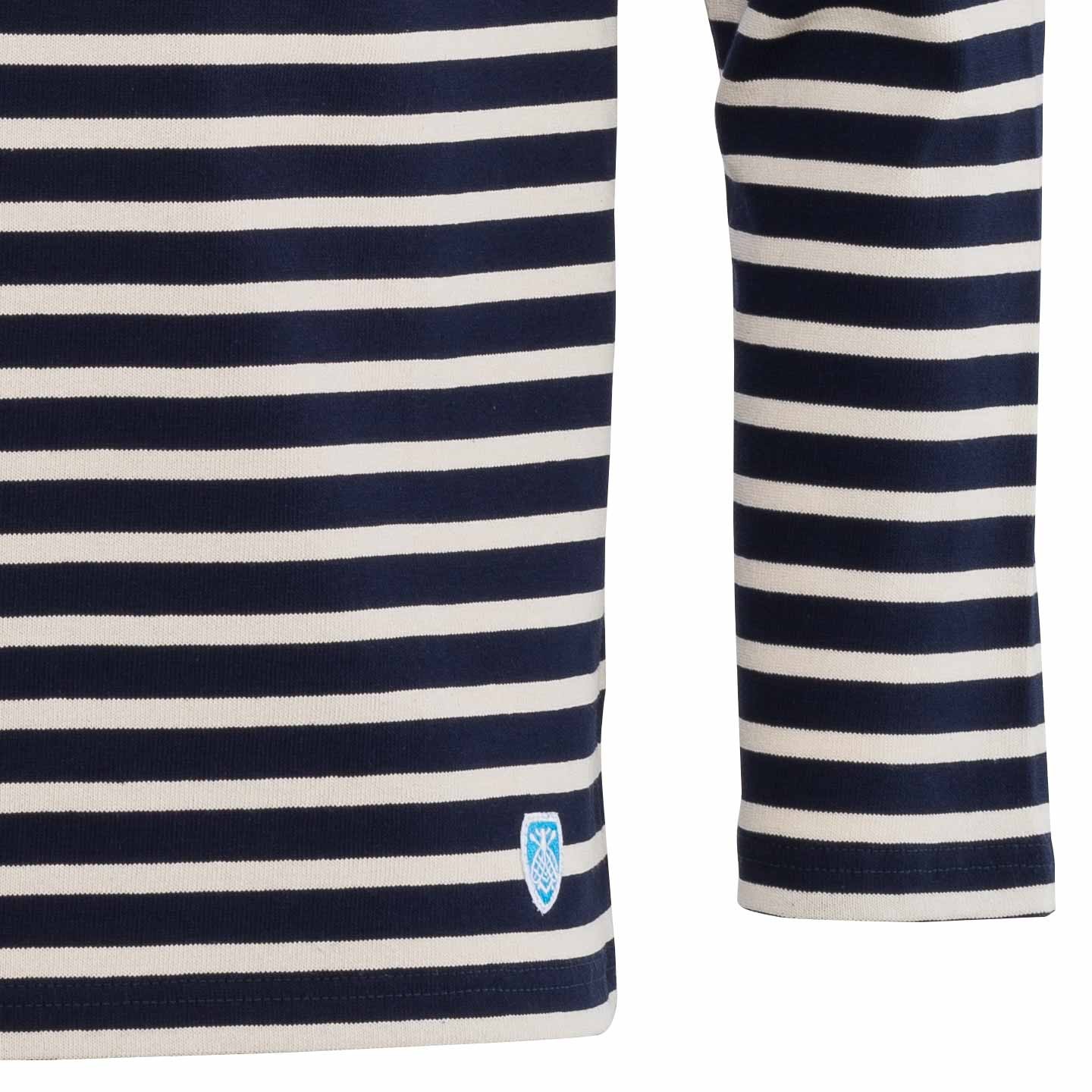 Striped shirt Navy / Écru, unisex made in France Orcival