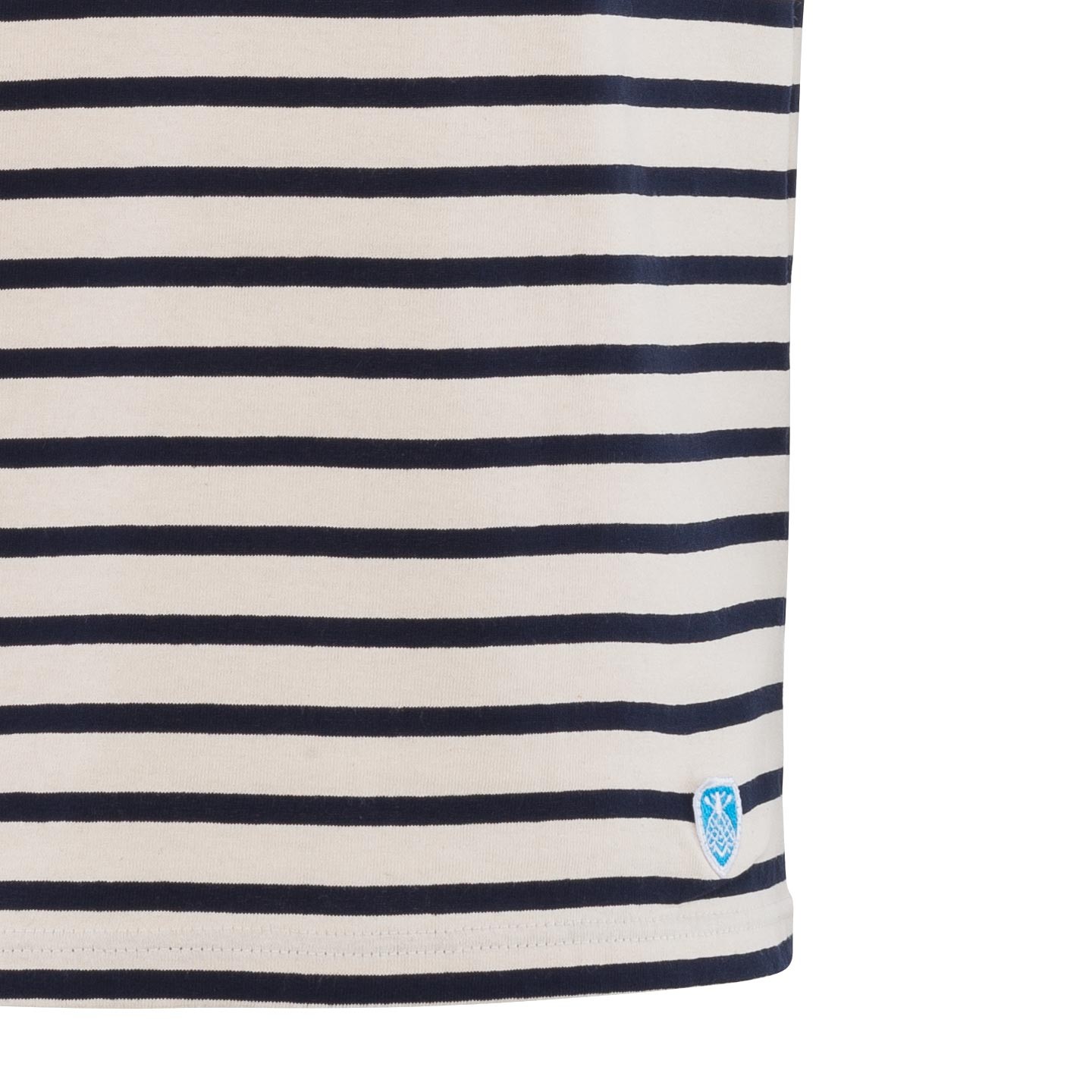 Short striped shirt Ecru / Navy, unisex made in France Orcival Short striped shirt Ecru / Navy, unisex made in France Orcival