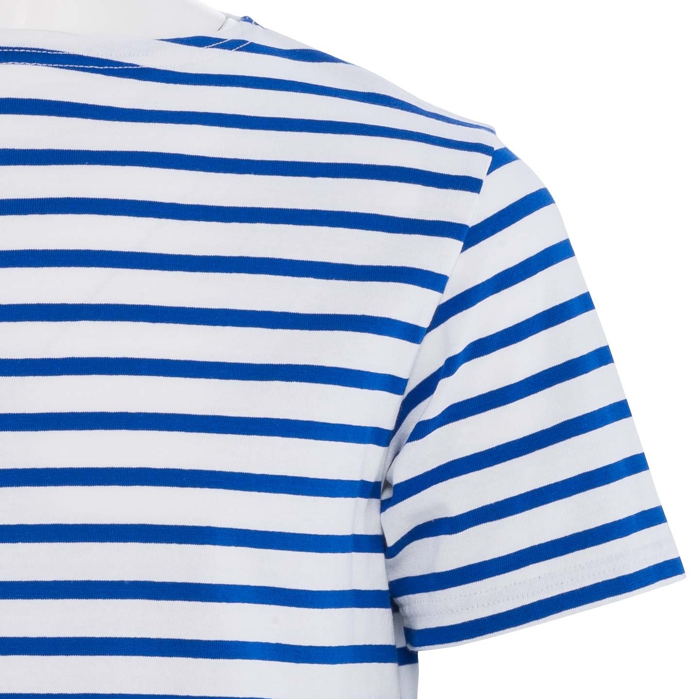 Short striped shirt White / Blue, unisex made in France Orcival