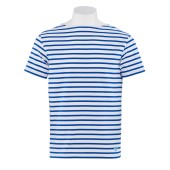 Short striped shirt White / Blue, unisex made in France Orcival