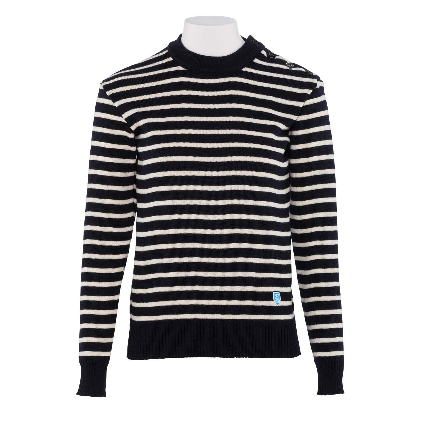 Sweater 100% pure wool Navy/Ecru made in France Orcival Sweater 100% pure wool Navy/Ecru made in France Orcival
