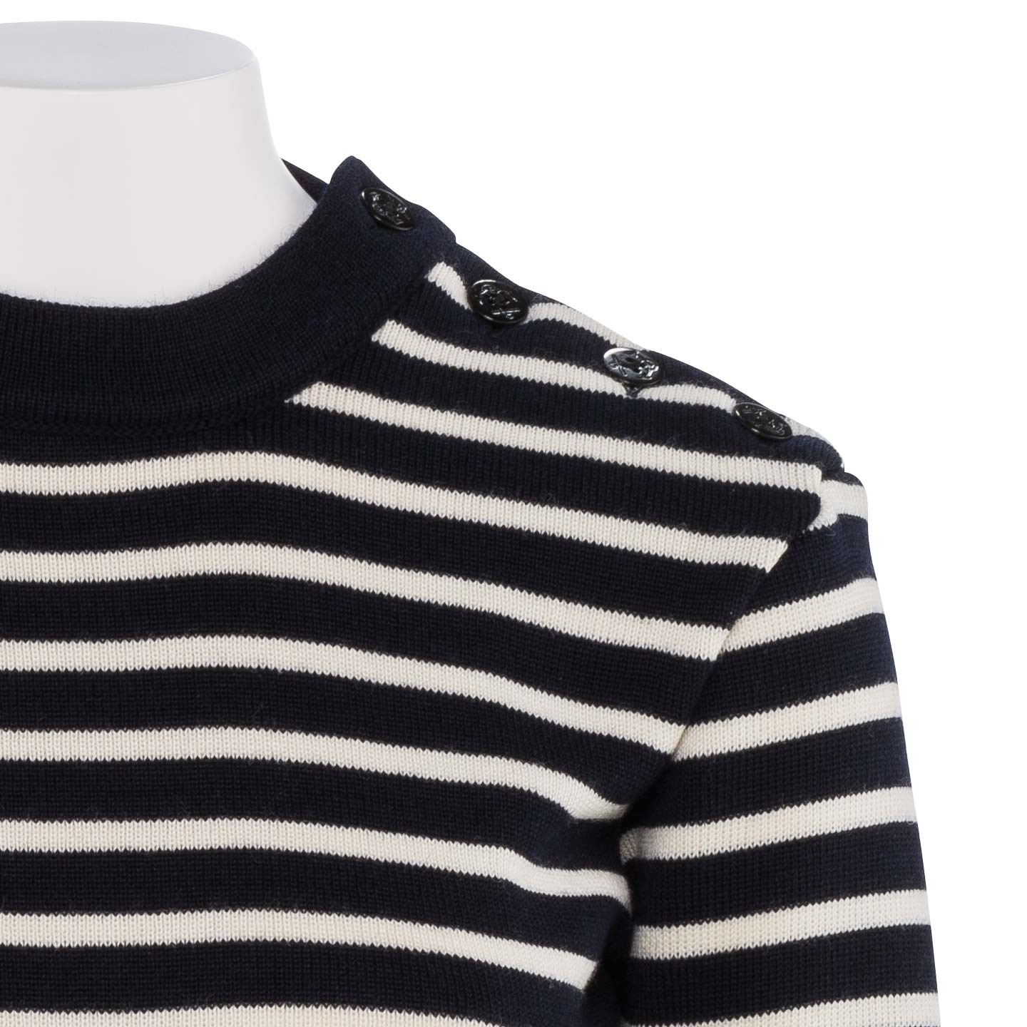 Pull 100% pure laine Navy/Ecru made in France Orcival