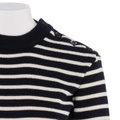 Sweater 100% pure wool Navy/Ecru made in France Orcival