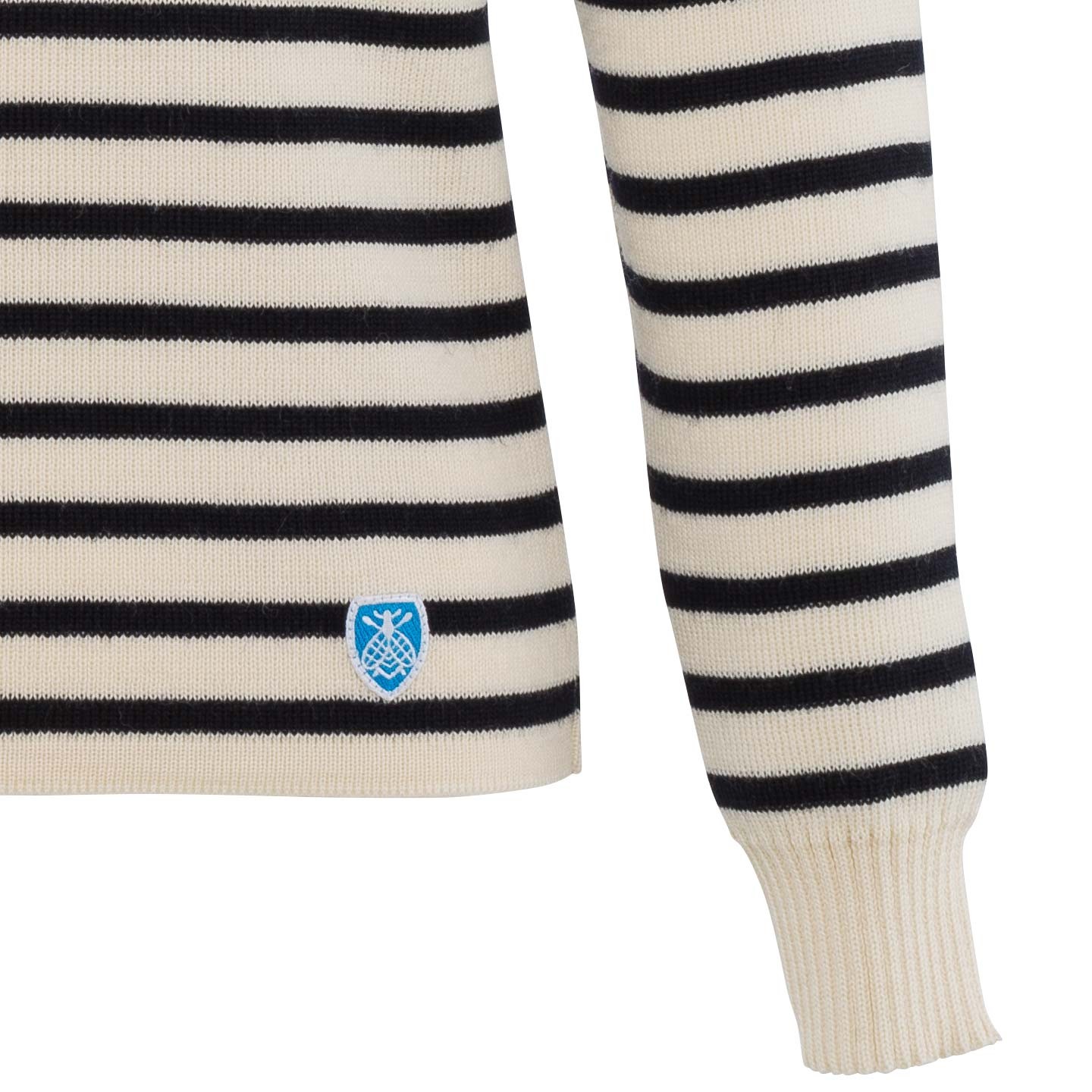 Pull 100% laine Ecru / Marine made in France Orcival Pull 100% laine Ecru / Marine made in France Orcival