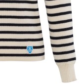 Pull 100% laine Ecru / Marine made in France Orcival
