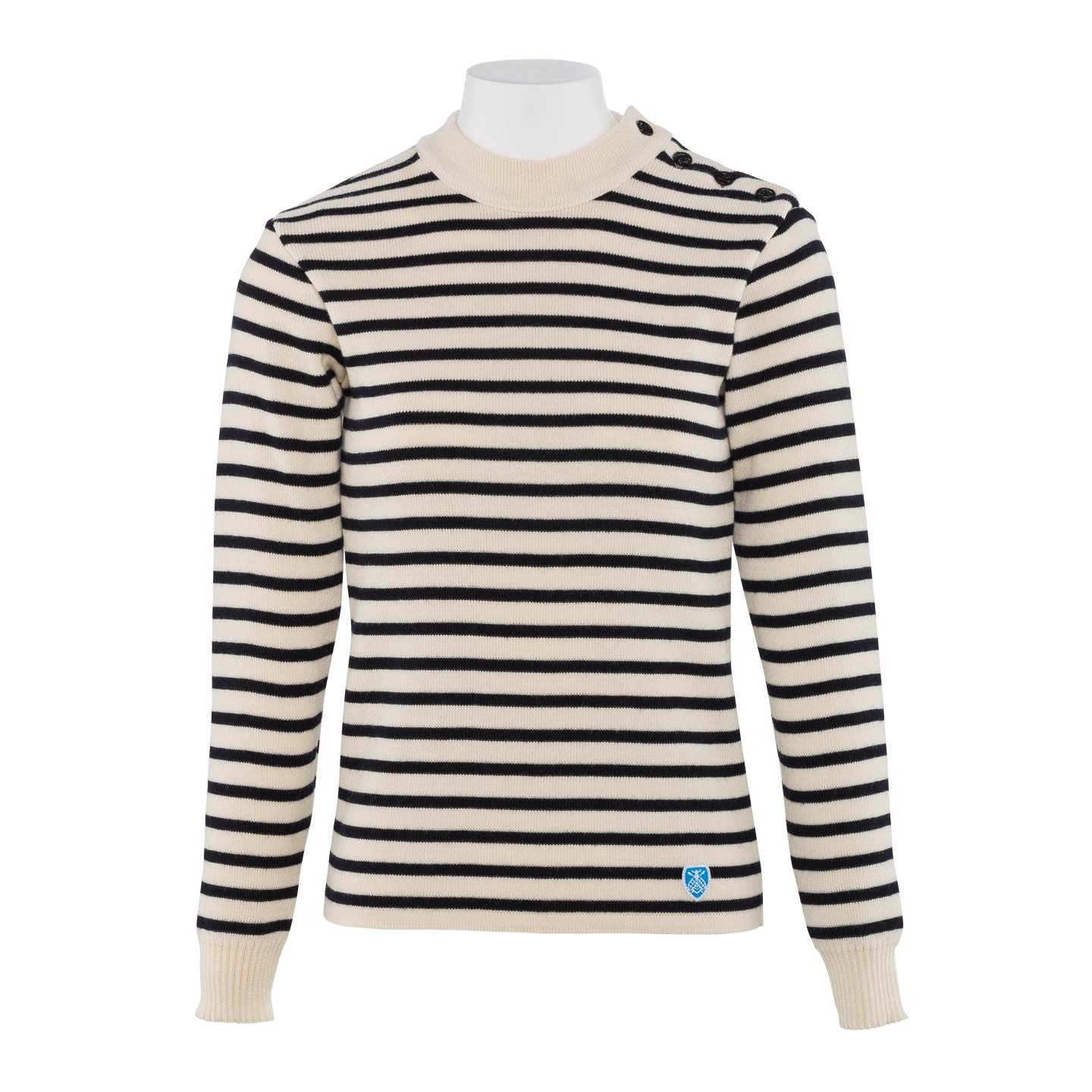 Pullover 100% pure woll Ecru / Navy made in France Orcival Pullover 100% pure woll Ecru / Navy made in France Orcival